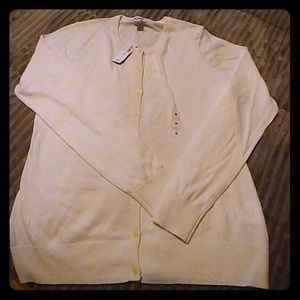 White cardigan sweater